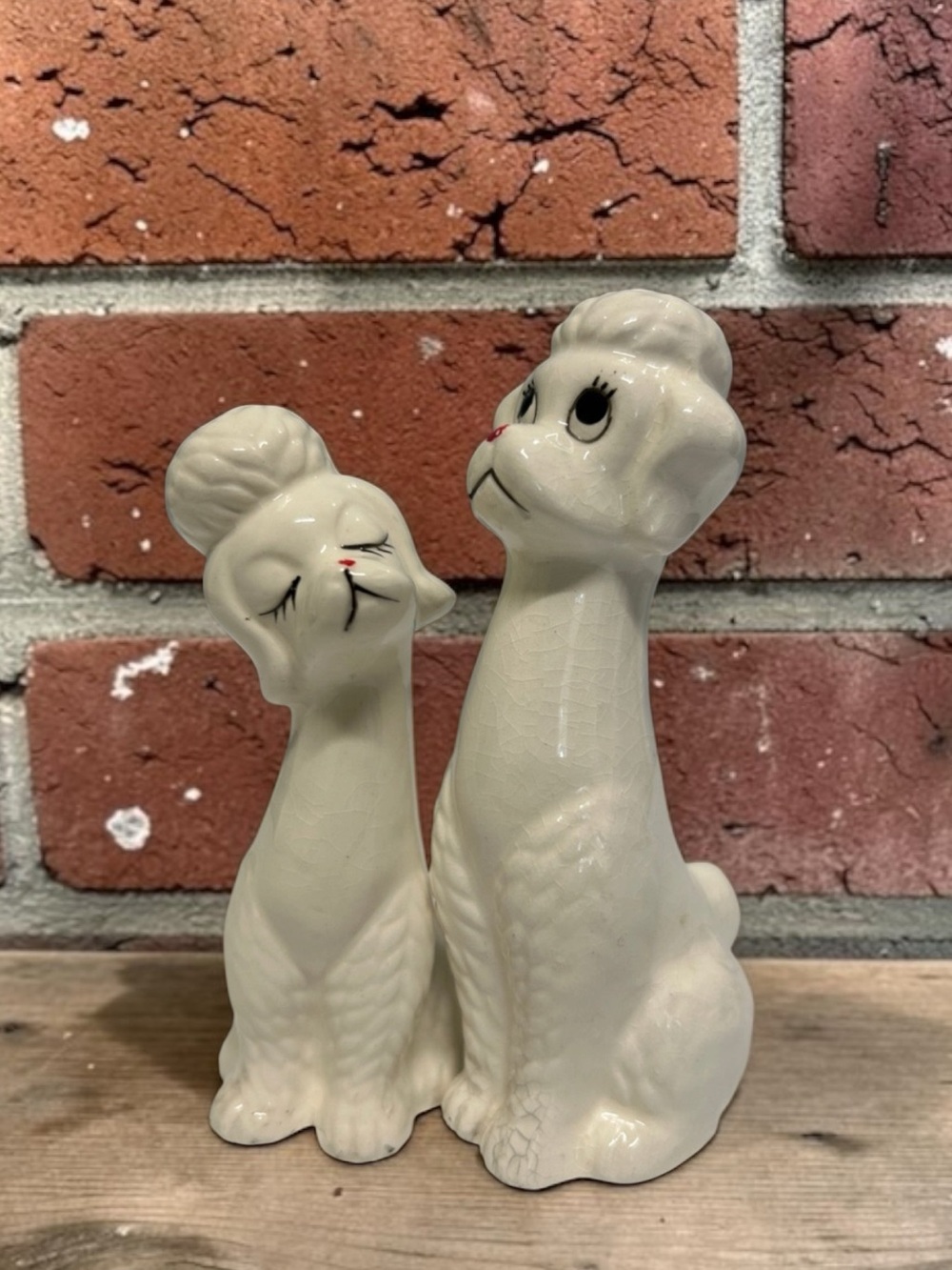 Vintage Loving White Poodle Dog Salt and Pepper Shakers